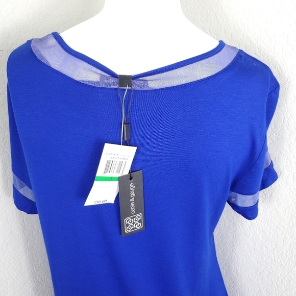 NWT Cable & Gauge Womens Blue Short Sleeved Top Shirt Size L - Picture 6 of 10